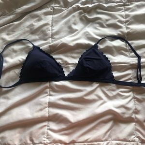 navy ruffled bikini top